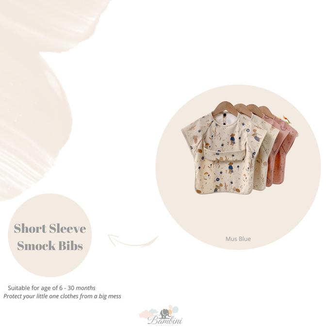 Bambini-Short Sleeve Smock Baby Bibs |Waterproof Bibs| Celemek Bayi