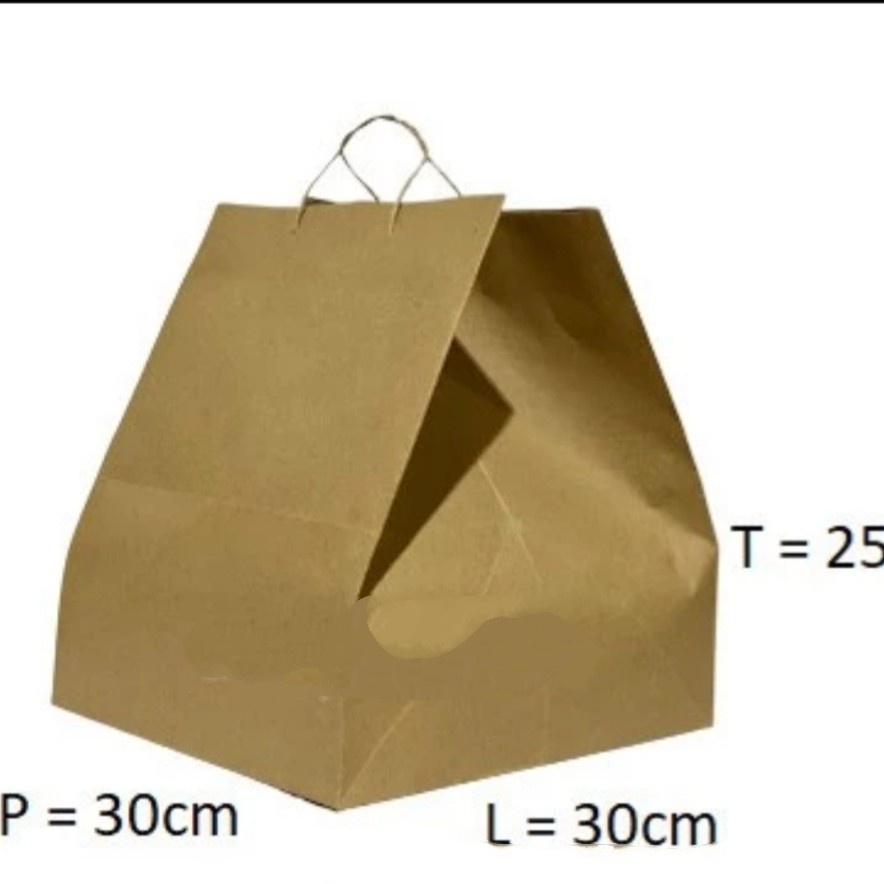 

10pcs Paperbag Hampers Coklat +tali 30x30x25cm