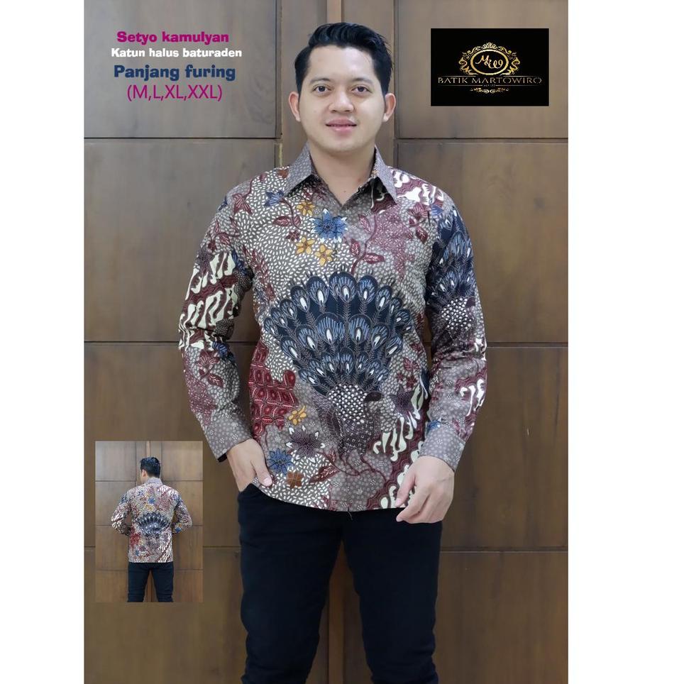 TERBARU F22 Batik Pria Asli Solo Full Furing Lengan Panjang Kain Katun Halus Baturadenan setyo kamul