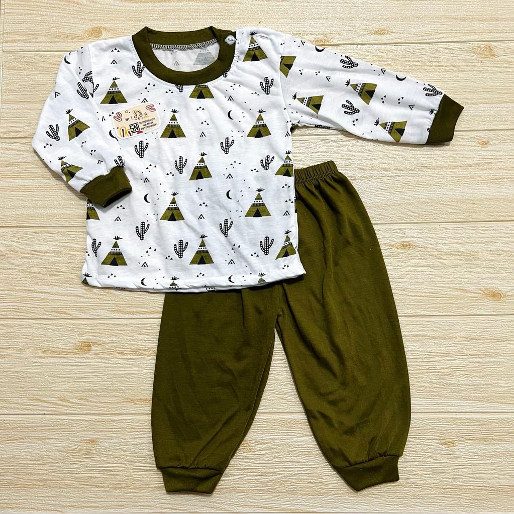 piyama anak unisex motif garis gambar gajah