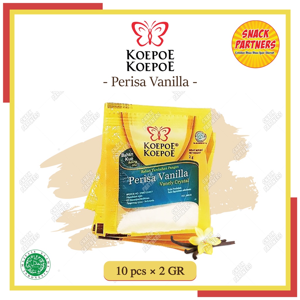 

Perisa Vanilla KOEPOE KOEPOE Sachet (10 PCS x 2 GR) - Bubuk Essence Perasa Vanila Vanili - Vaneli Kristal / Crystal Vanely