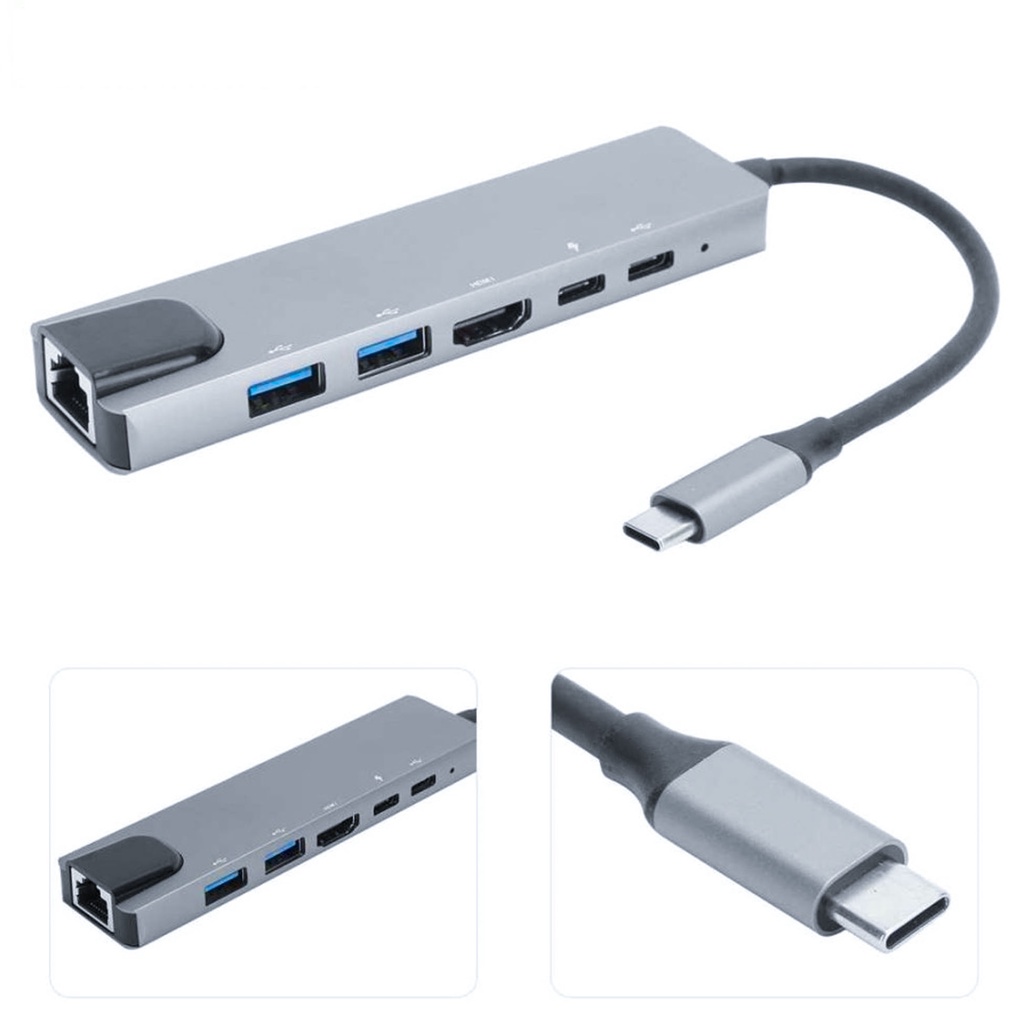 Kabel Cable Type C (USB C) to HDTV (HDMI) Converter Adapter 6 in 1 - CB 703