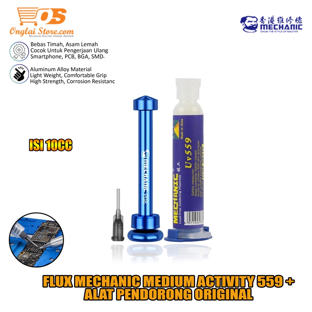 Flux Solder Pasta Solder Mechanic Medium Activity 559 + Alat Pendorong Flux Pasta