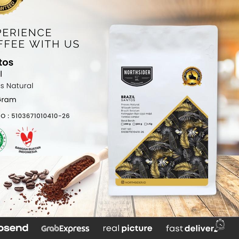 

☂ BIJI KOPI ARABIKA BRAZIL SANTOS NATURAL - 200GR NORTHSIDER COFFEE ♜