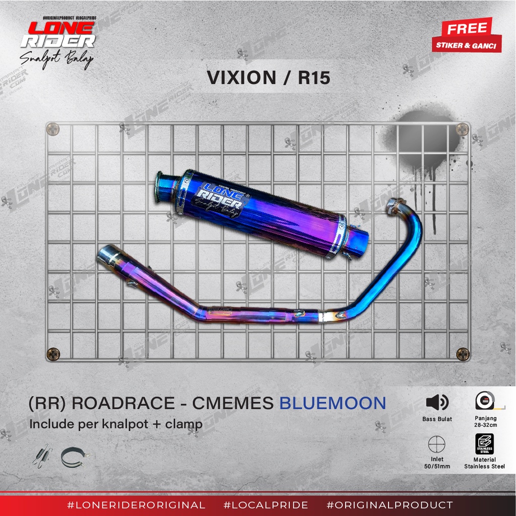 Lone Rider ( RR ) Road Race Bluemoon Series Old New Vixion R15 (Original) - Knalpot Racing Vixion R1