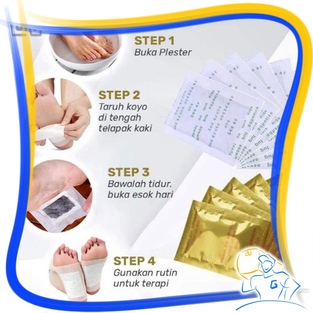 Koyo Kaki Kinoki Gold Detox Foot Pads Original Perawatan Kaki Isi 10 Pads Sachet Koyo Kesehatan Membuang Racun