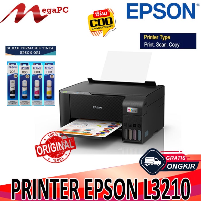 PRINTER EPSON L3210+TINTA ORIGINAL PRINT SCAN COPY