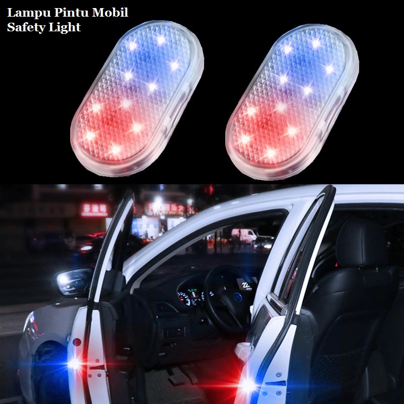 Lampu Peringatan Buka Pintu Samping Sensor Mobil Universal  Safety Car Door Warning Light Battery Power