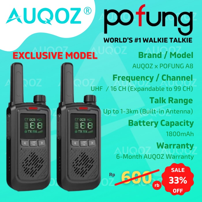 Terlaris Talkie Auqoz X Pofung A8 Walkie Talkie 2 Pcs / Radio Ht 888S Pro Max 99Ch
