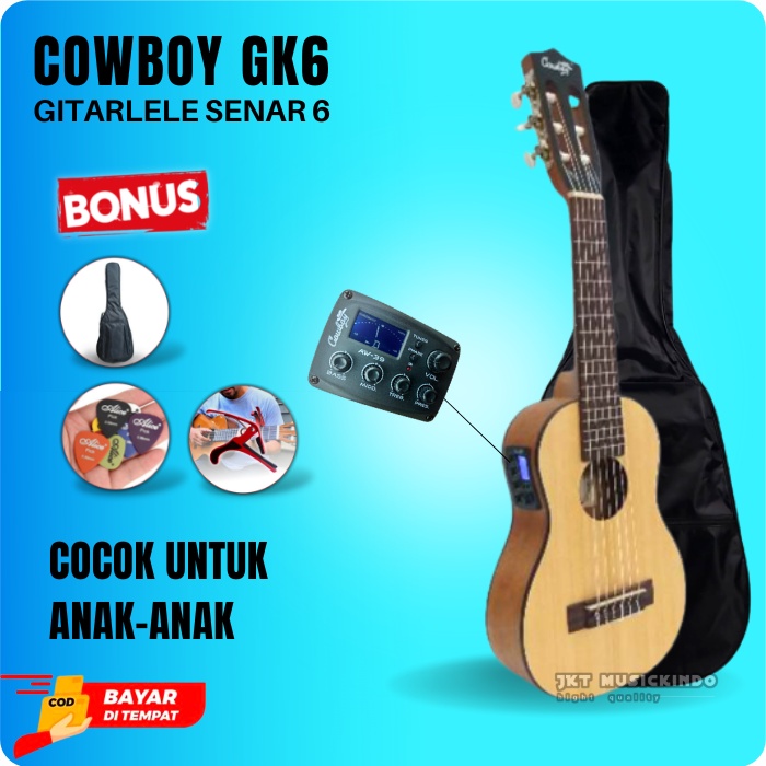 Gitar Guitar Akustik Elektrik Cowboy GK6 Original Guitale Gitarlele Gitar Lele Ukulele Mini senar 6 