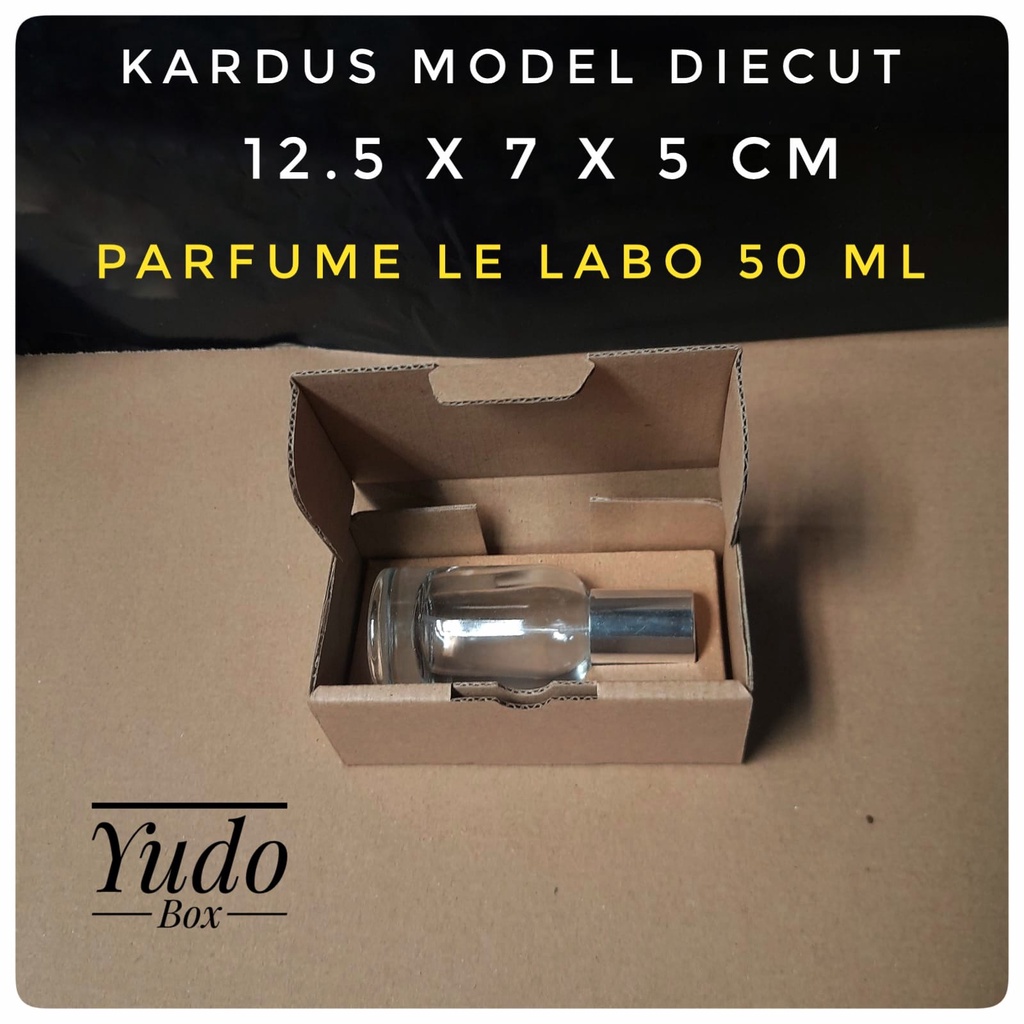 

karton kardus uk. 12,5x7x5 cm model diecut parfum le labo 50 ml