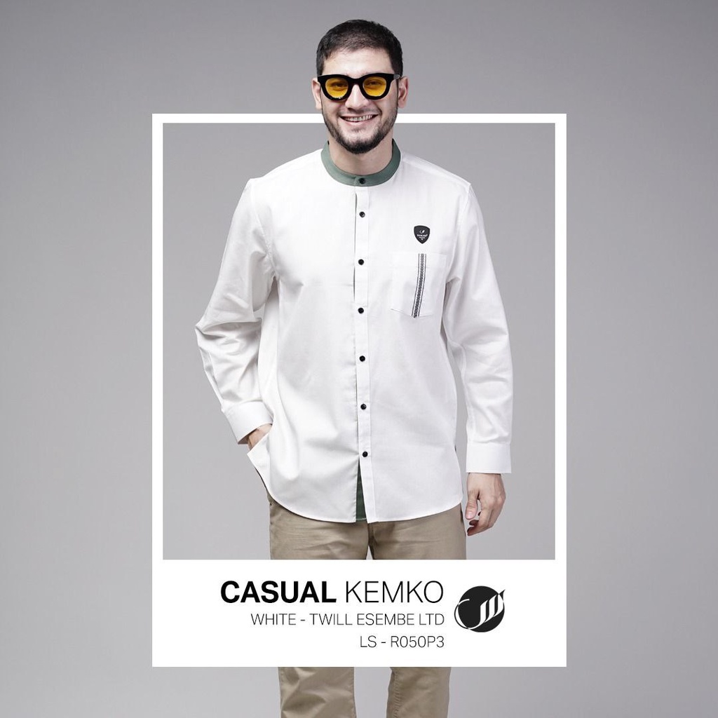 KOKO DEWASA LENGAN PANJANG SAMASE KEMKO R050P WHITE/PUTIH | PAKAIAN MUSLIM PRIA DEWASA