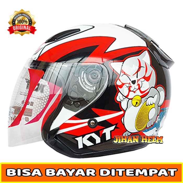 Helm / Helm Kyt / Helm Kyt DJ MARU MOTIF KABUKI WHITE RED ORIGINAL TERBARU