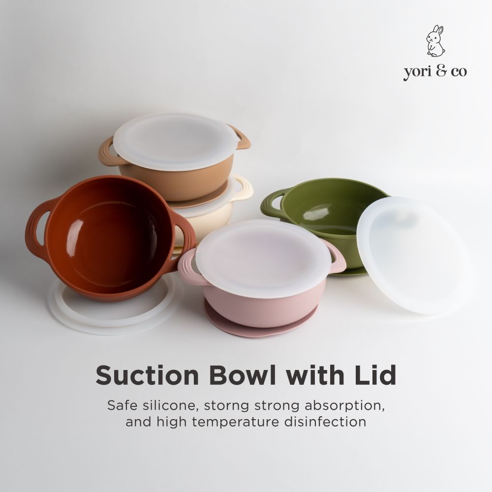 yoriandco | Mangkok Bayi Silikon + Tutup Mangkok Mpasi Bayi Suction Silicone Baby Bowl
