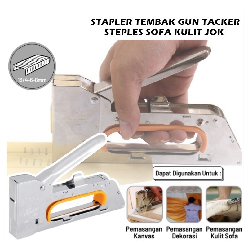 

Stapler Tembak Gun Tacker 13/4-6-8mm Steples Cekrekan Sofa Jok Motor