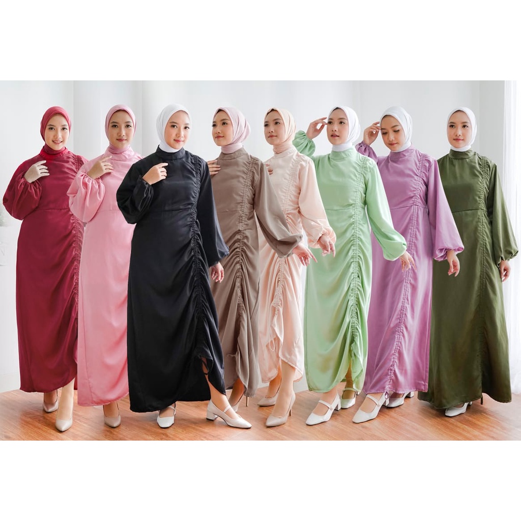 dress full serut long//dress silk kondangan bridesmaid//gamis