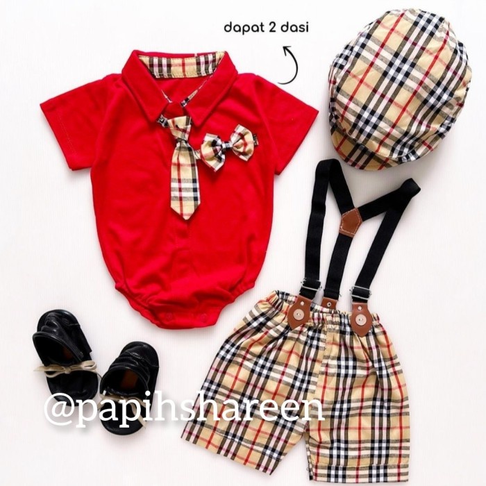 ✨Terlaris -Baju setelan kemeja bayi laki laki cowok newborn import 0 6 bulan New - Setelan Abu, 3-8 