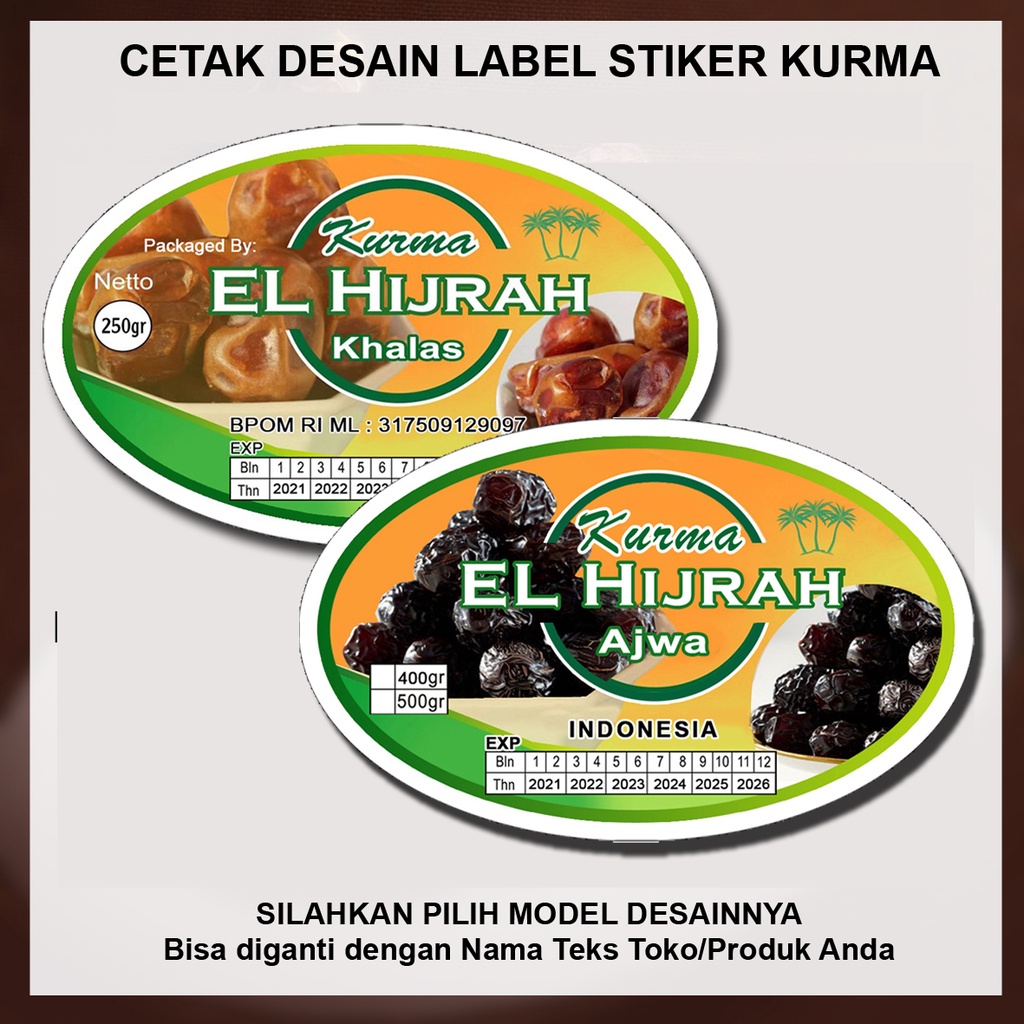 

Stiker label produk KURMA bentuk oval