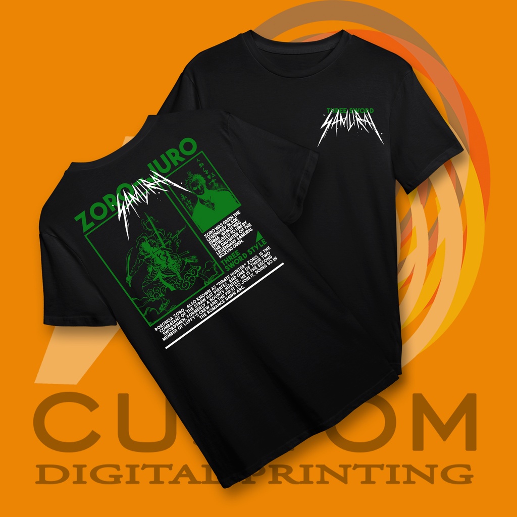 AINTCUSTOM KAOS DISTRO RORONOA ZORO/KAOS ZORO/KAOS DISTRO ANIME/KAOS DISRO CUCI GUDANG/KAOS ONE PIEC