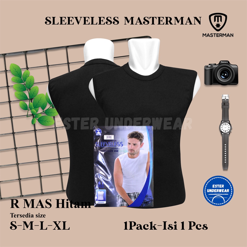 Kaos Tanktop Pria MASTERMAN HITAM ISI 1PCS