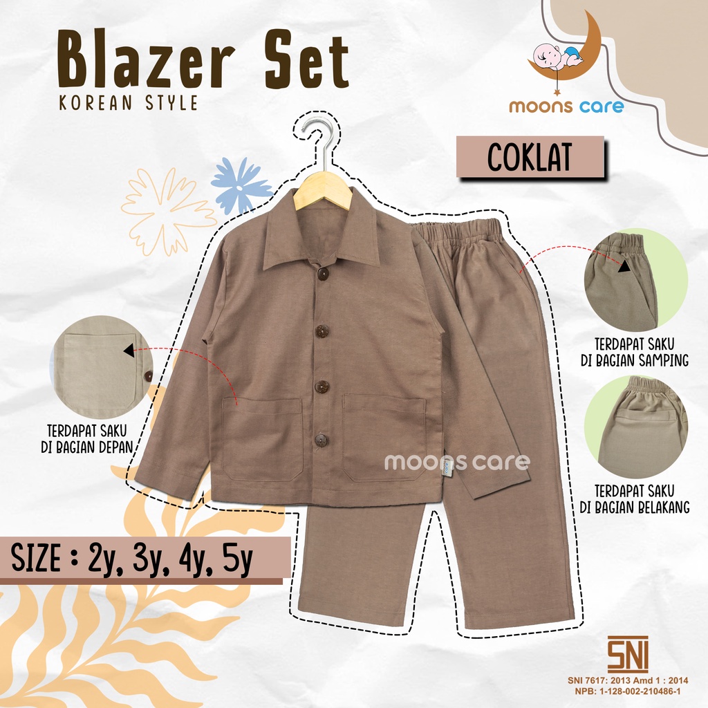 BLAZER KIDS SET MOONSCARE KOREAN STYLE - BLAZER ANAK - SETELAN BAJU ANAK KOREAN STYLE - BLAZER SET KIDS PEREMPUAN -  BAJU LEBARAN ANAK PEREMPUAN- BAJU LEBARAN ANAK PEREMPUAN- OUTFIT LEBARAN PEREMPUAN