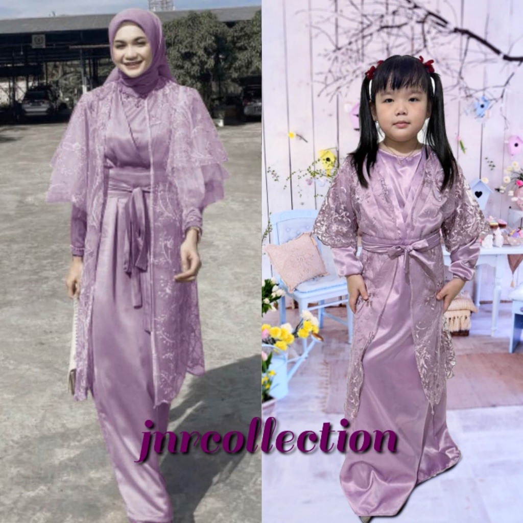 DRESS + OUTER BRUKAT MODEL KIMONO PREMIUM MEWAH GAMIS COUPLE IBU DAN ANAK REMAJA KONDANGAN PESTA TERBARU