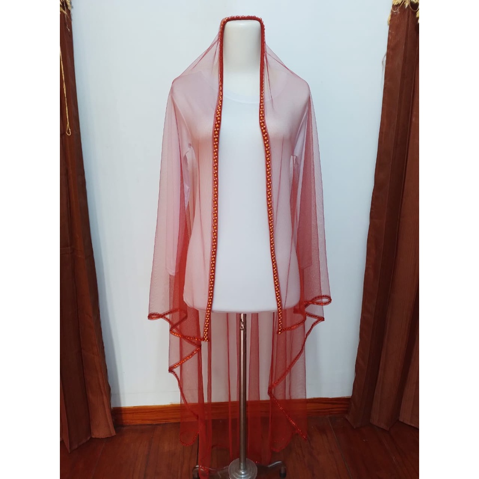 Slayer pengantin TERACOTA veil payet Mutiara veil sunting pelaminan wedding aksesoris fashion muslim