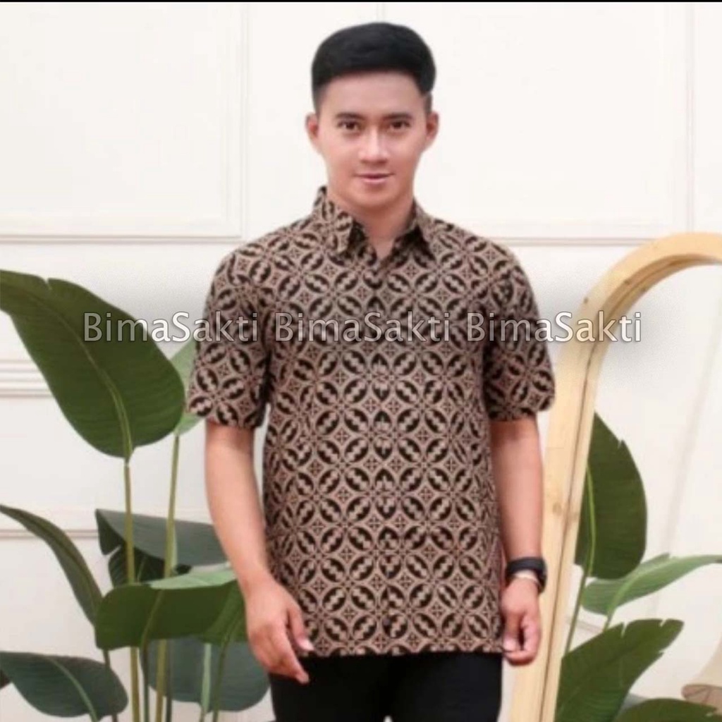 terbaru kemeja batik pria dewasa sogan lawasan coklat kemeja batik casual bimasakti seragam batik M L XL XXL - baju batik pria lengan panjang - baju batik pria lengan pendek.