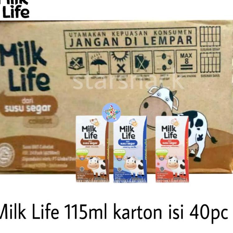 

☞ Milk Life UHT 115 ml Karton isi 40 pc ۝