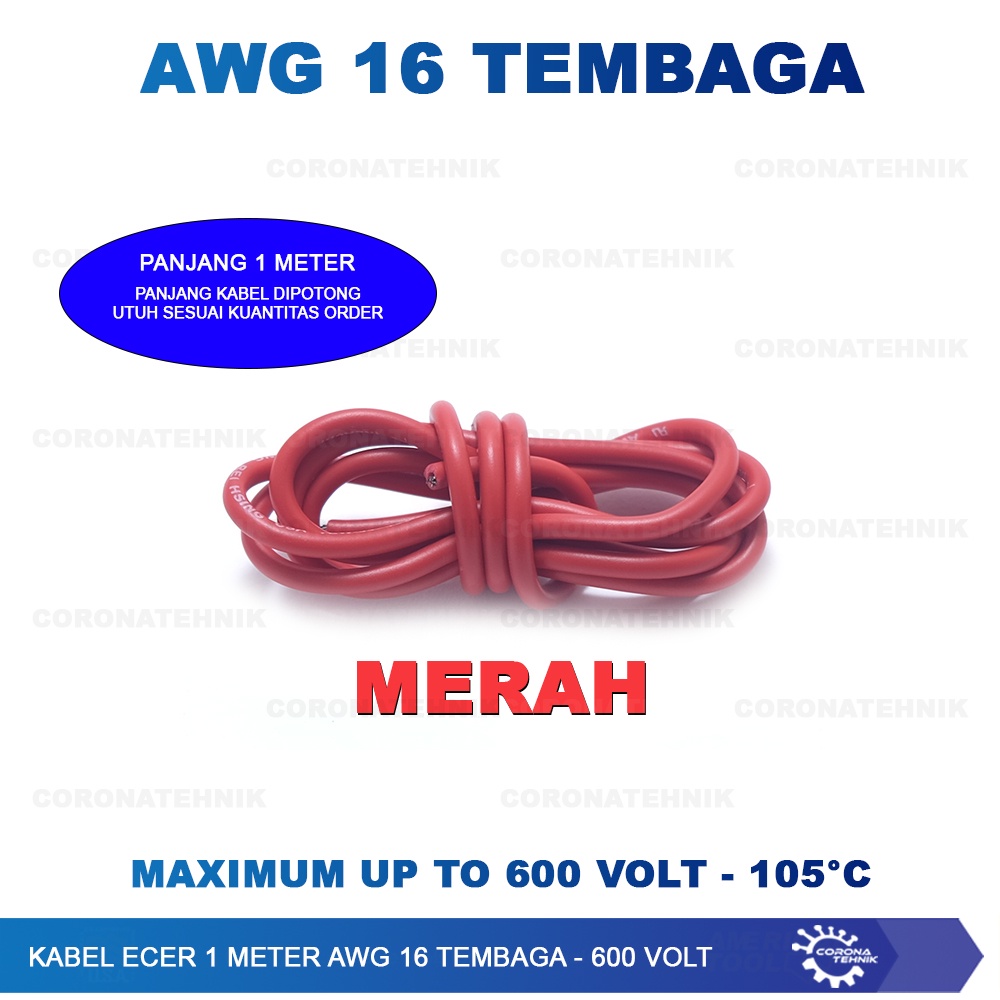 Kabel Ecer 1 Meter AWG 16 Tembaga - 600 Volt