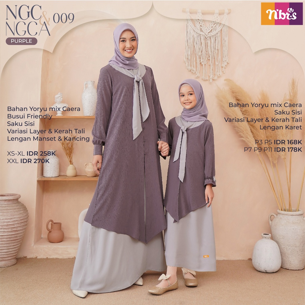 SARIMBIT COUPLE NGC NGCA 09 PURPLE BY NIBRAS BAHAN YORYU MIX CAERA BAJU BUSANA MUSLIM WANITA SERAGAM