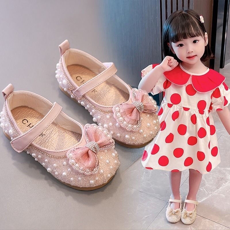 SH14-Sepatu Pesta Anak Perempuan Mutiara Pita