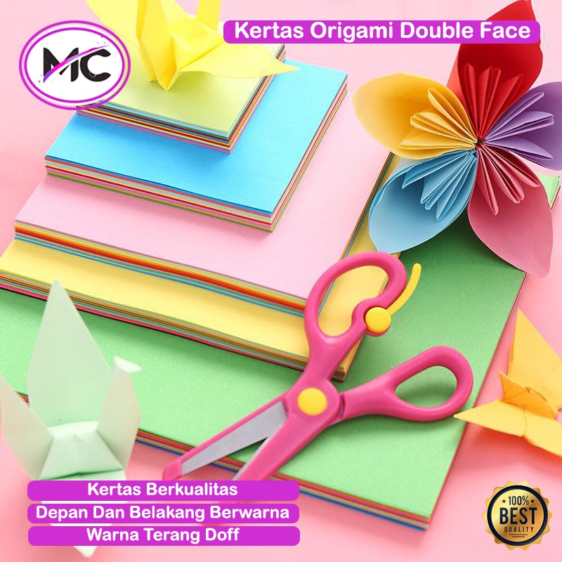 Kertas Origami 2 Sisi Kertas Lipat Warna Warni Double Face Kertas Kerajinan  Melipat Origami Paper Kertas Warna Bulak Balik