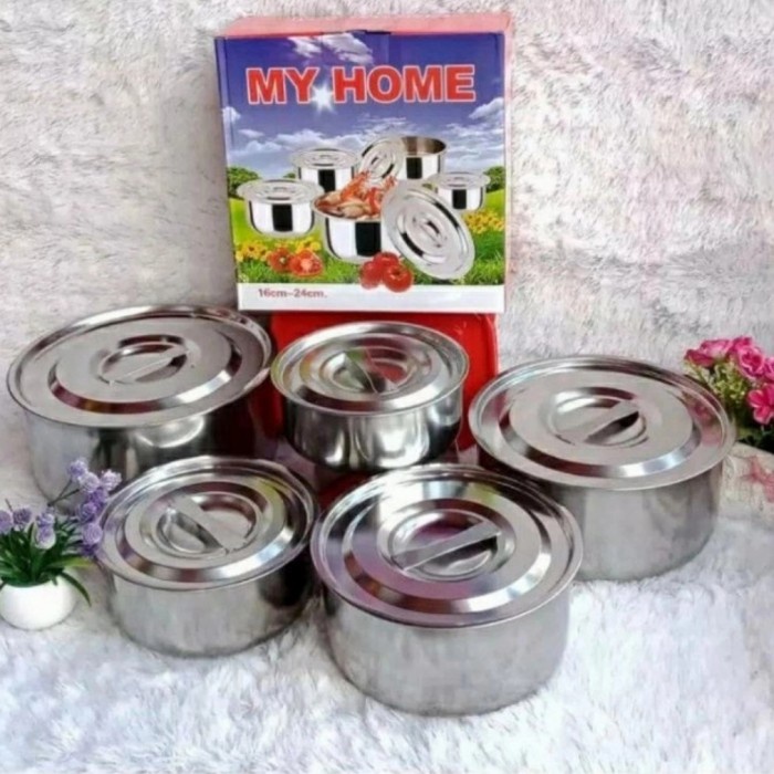 Minum Panci Beranak Susun 5 In 1 Stainless Set Wadah Sayur 10 Pcs My Home