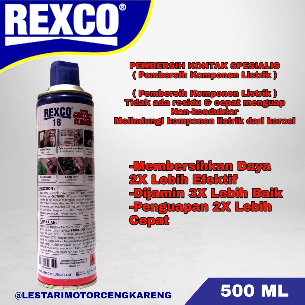 PEMBERSIH ELEKTRIK ELEKTRONIK CLEANER CONTACT CLEANER 500 ML REXCO 18