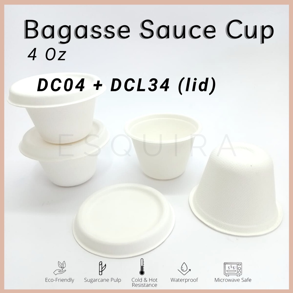 Bagasse Sauce Cup 25 Pcs / Tempat Saos / DC02 + DCL12 / DC04 + DCL34