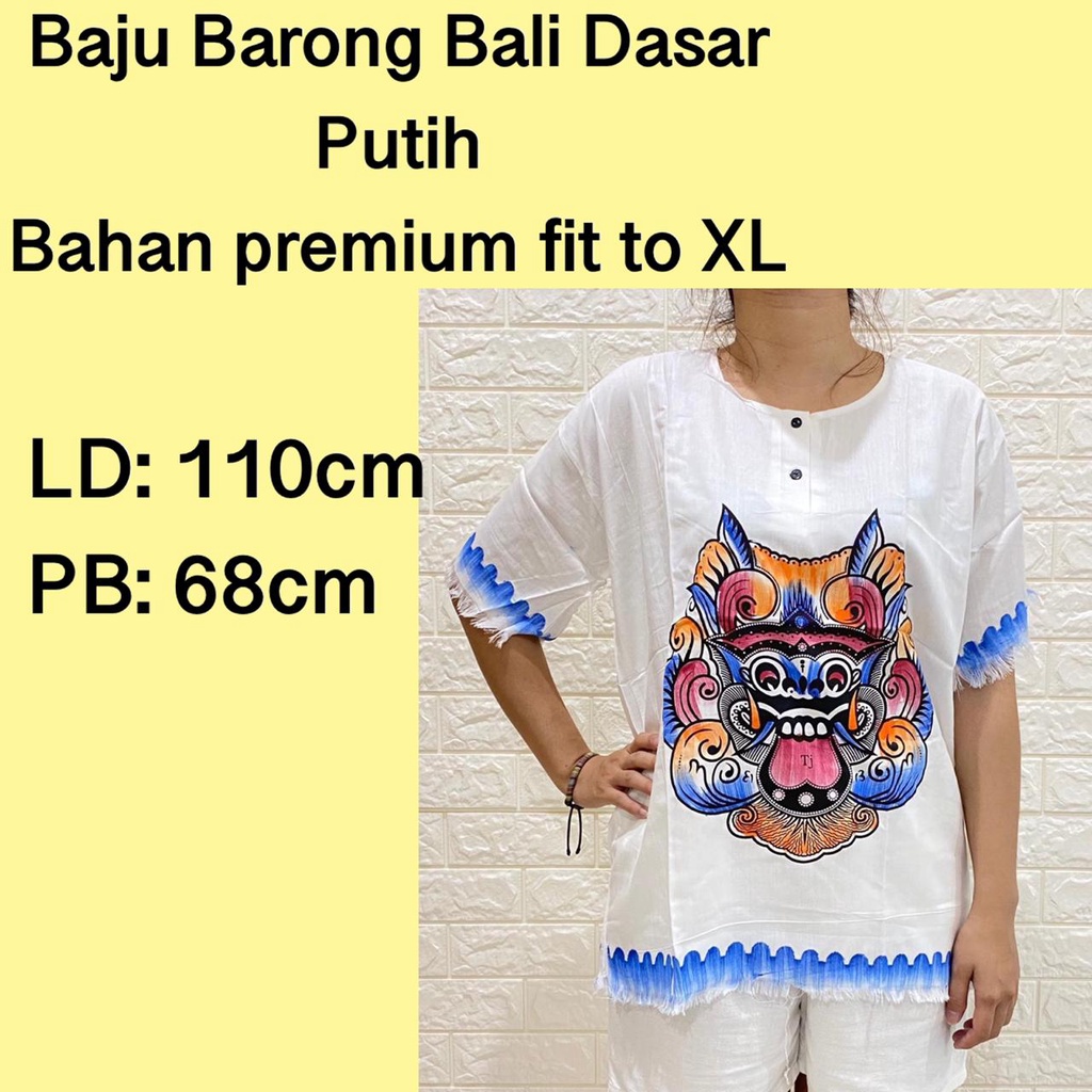 BAJU BALI BARONG DASAR PUTIH LIST ALL SIZE REAL PICT!!!