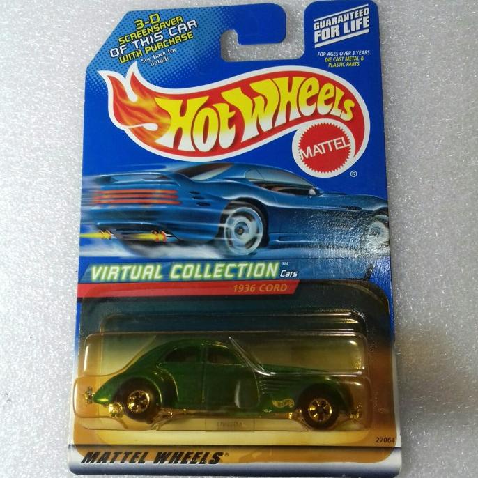 HOT WHEELS 1936 CORD. BLUE US CARD VIRTUAL COLLECTION 1999. WRN HIJAU