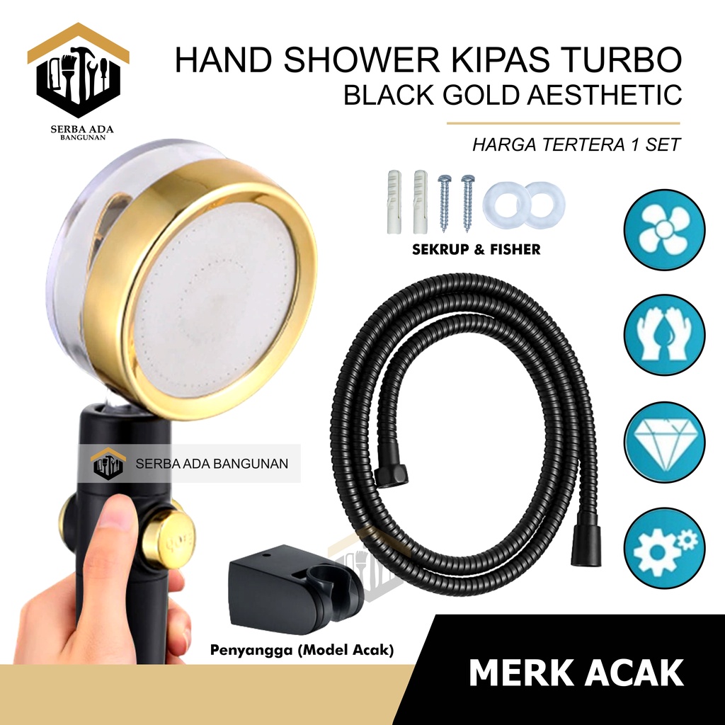 Paket Hemat Hand shower + Braket Shower system + Selang 150cm