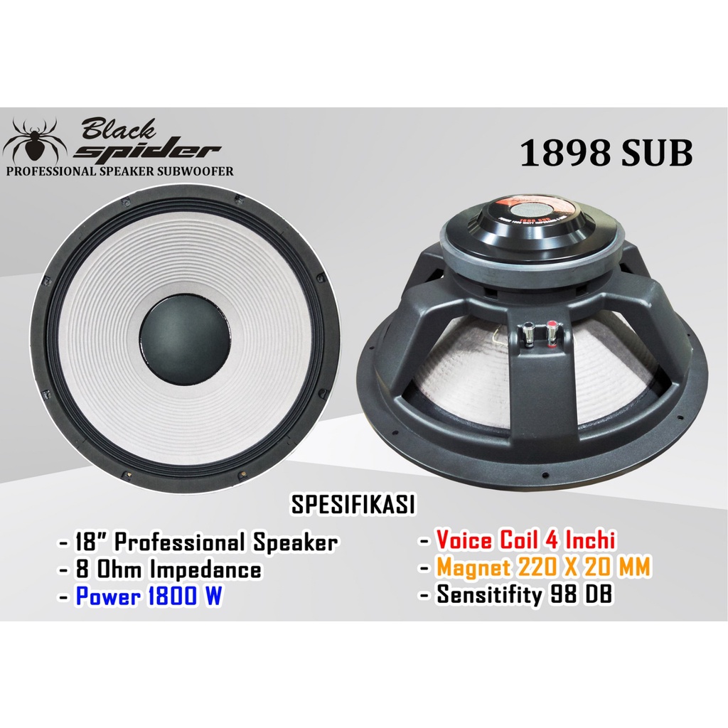 SPEAKER KOMPONEN BLACKSPIDER BS 1898 SUB BS1898 BLACK SPIDER BS 1898