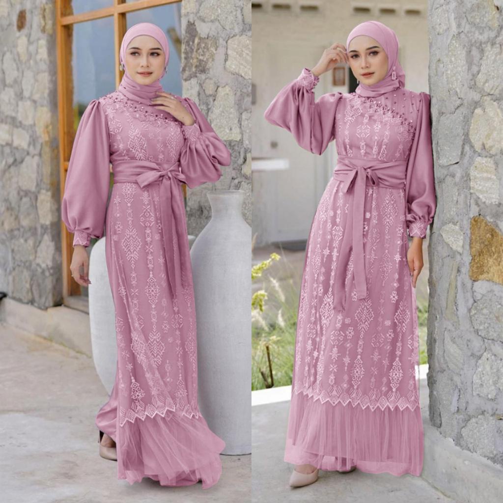 HCL Maxi Dress Brukat Rissa - Longdress Muslim Terbaru Wanita