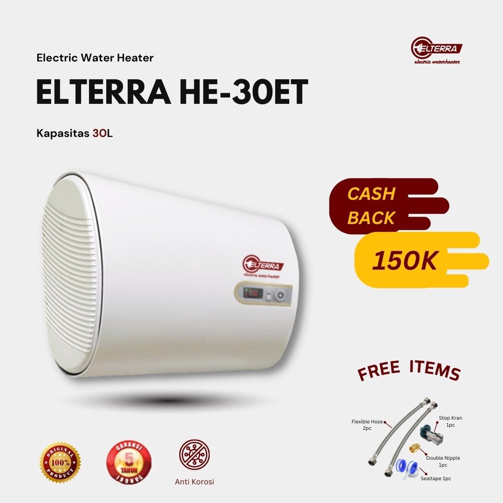 Pemanas air listrik untuk kamar mandi Handal elterra ET 30 liter hemat listrik