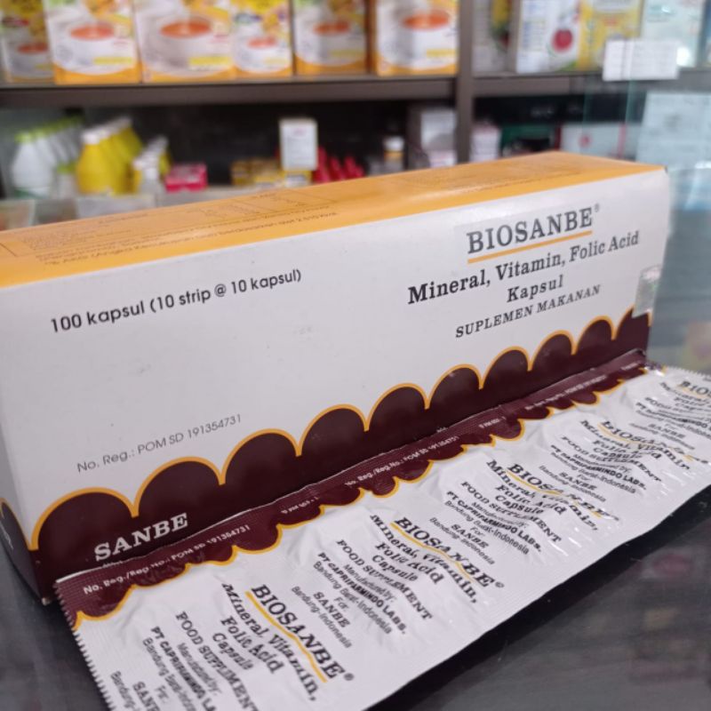 BIOSANBE VITAMIN,MINERAL,ASAM FOLAT 1 STRIP @10 KAPSUL