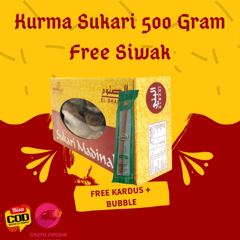 

Kurma Sukari NR 500 Gram GRATIS SIWAK / Kurma Raja / Kurma Sukari Madinah / Kurma Sukari NR