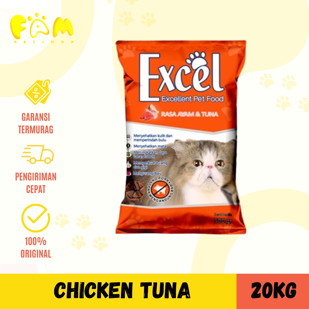 Excel Cat Food Chicken Tuna 20 kg - Makanan Kucing 20kg / Segitiga