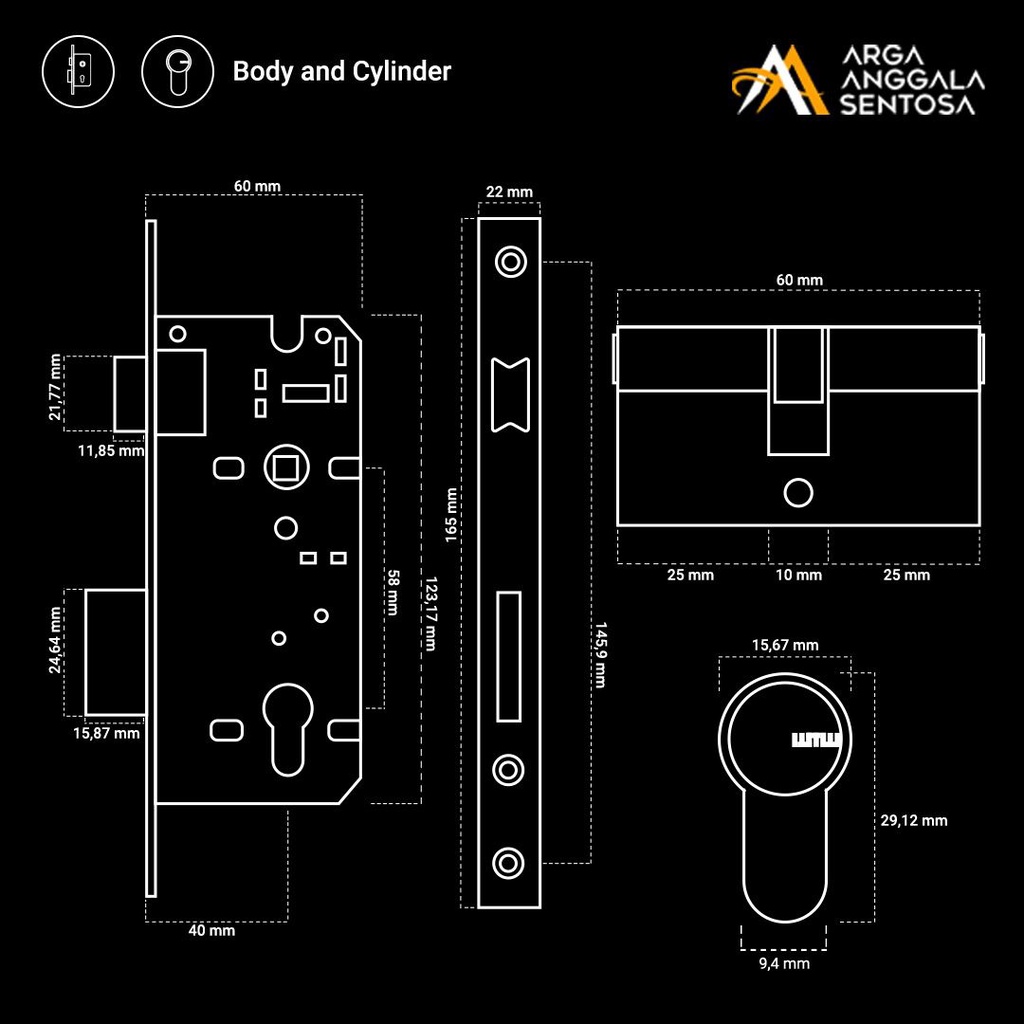 Gagang Pintu Set / Handle Pintu Set Medium Series