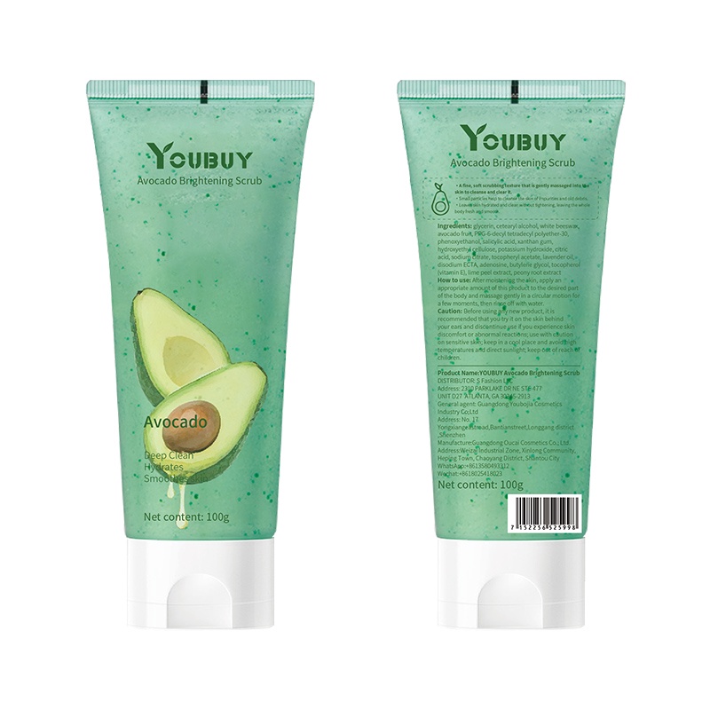 YOUBUY Avocado Face Exfoliating Cream Skin Care Whitening Moisturizer Facial Scrub Cleaner Acne Blackhead Treatment Remove