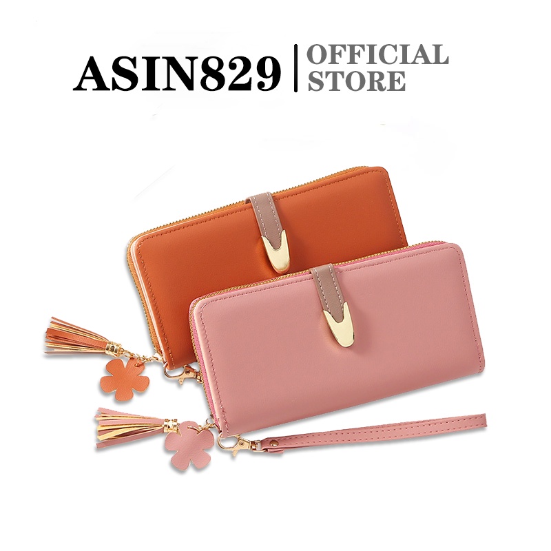 ASIN829 Dompet wanita long zipper fashion coin wallet fashion wallet multifungsi folding wallet JJ-912 imported thin type ladies folding wallet Dompet tombol panjang