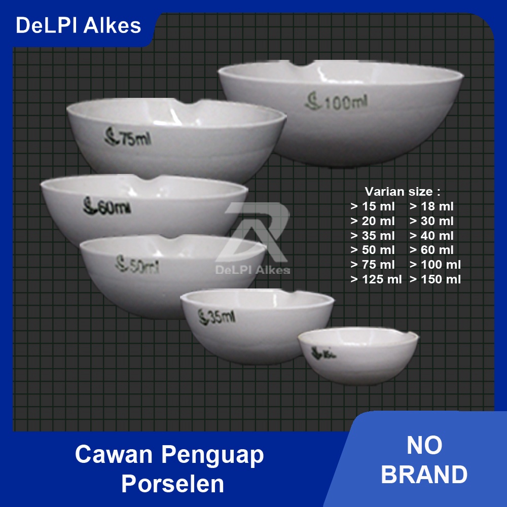 Cawan Penguap Porselen Keramik Evaporating Dish 15 18 20 30 35 40 50 60 75 100 125 150 ml
