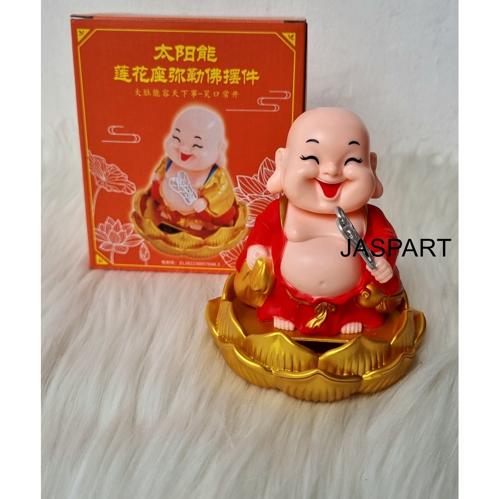 Boneka Pajangan Hiasan Kue Bobble Head Goyang Solar Dashboard Mobil Cake Top Buddha Budha